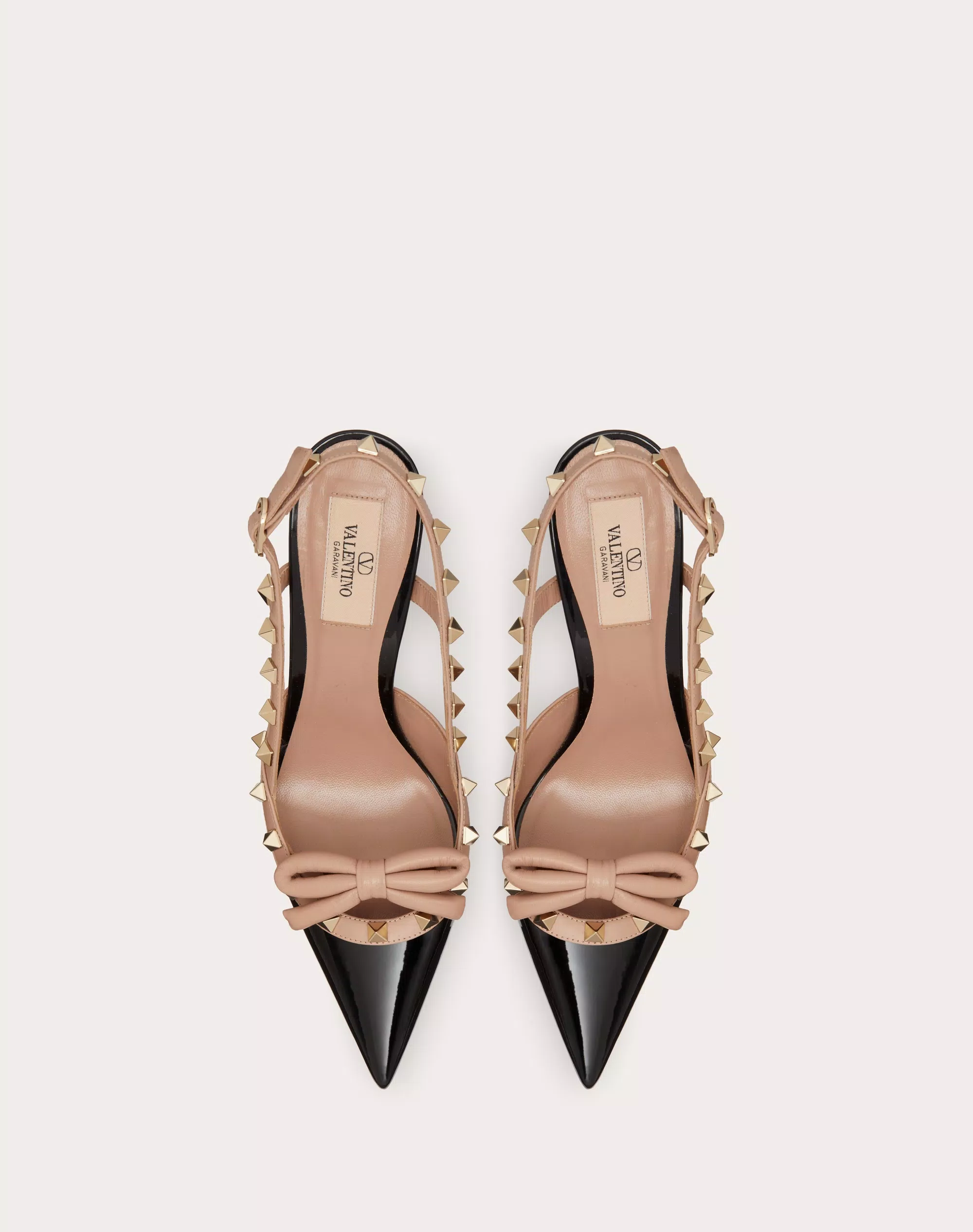 ROCKSTUD BOW SLINGBACK PATENT LEATHER PUMP 100MM